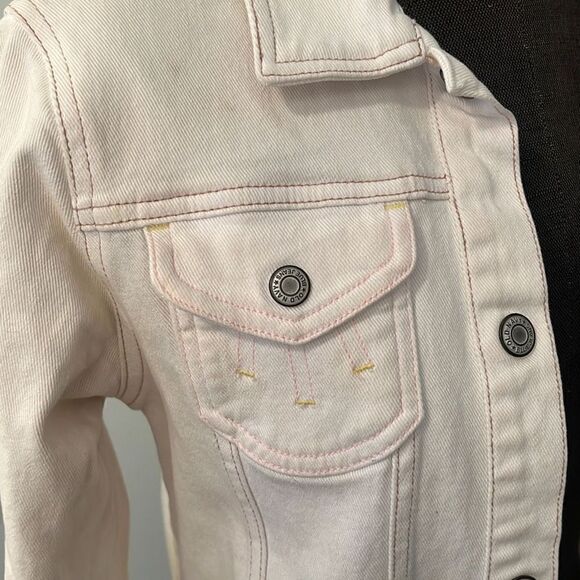 Stretch Women's White Denim Jacket - Picture 3 of 9